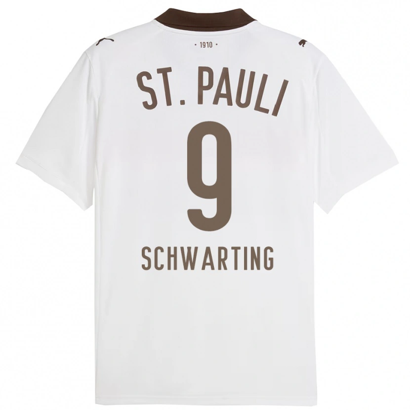 Danxen Kinder Dominik Schwarting #9 Weiß Rot Auswärtstrikot Trikot 2025/26 T-Shirt