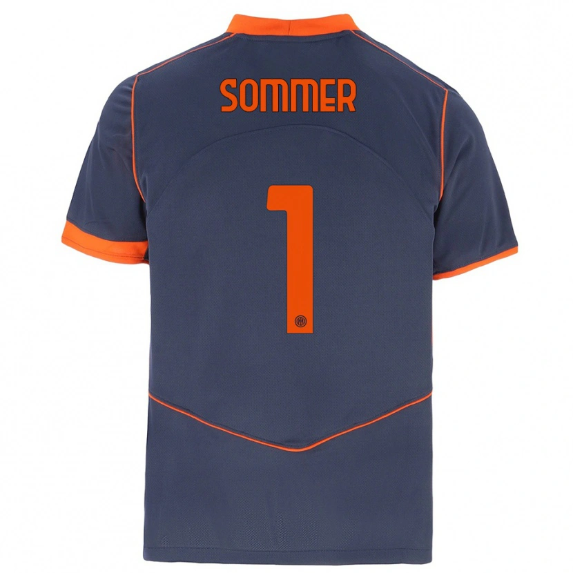 Danxen Kinder Yann Sommer #1 Grau Orange Ausweichtrikot Trikot 2025/26 T-Shirt