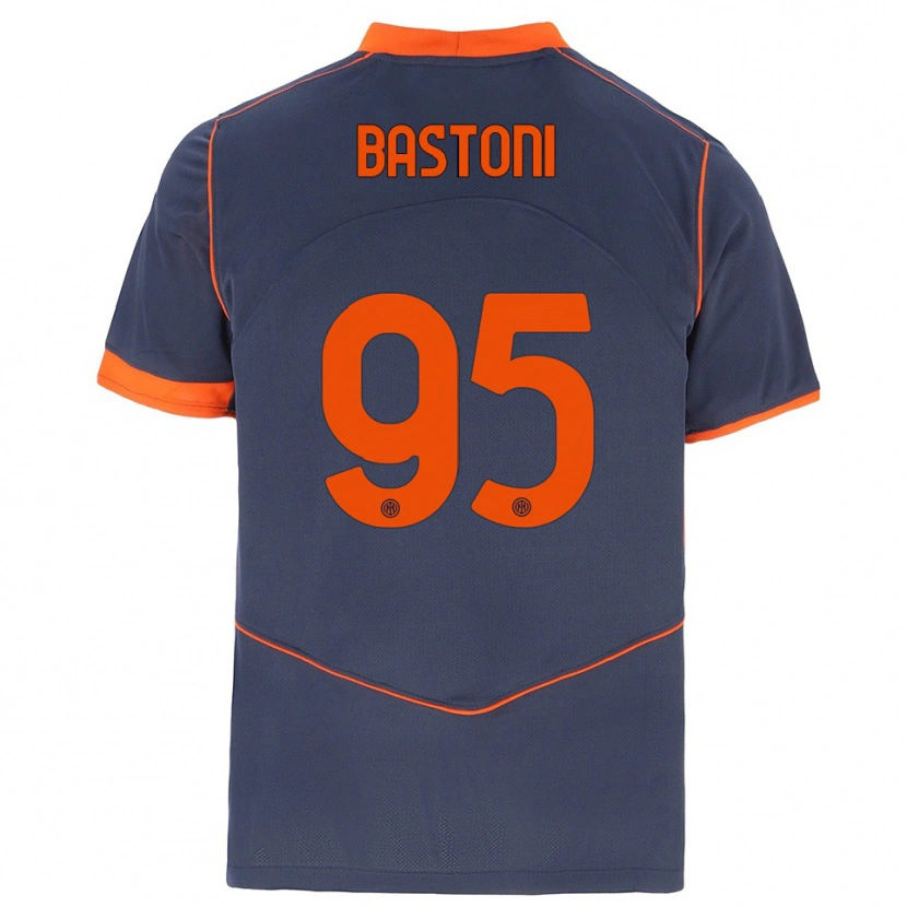 Danxen Kinder Alessandro Bastoni #95 Grau Orange Ausweichtrikot Trikot 2025/26 T-Shirt
