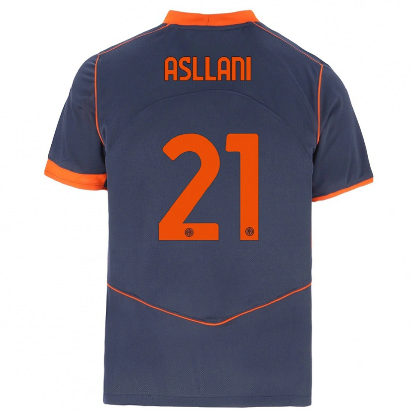 Danxen Kinder Kristjan Asllani #21 Grau Orange Ausweichtrikot Trikot 2025/26 T-Shirt