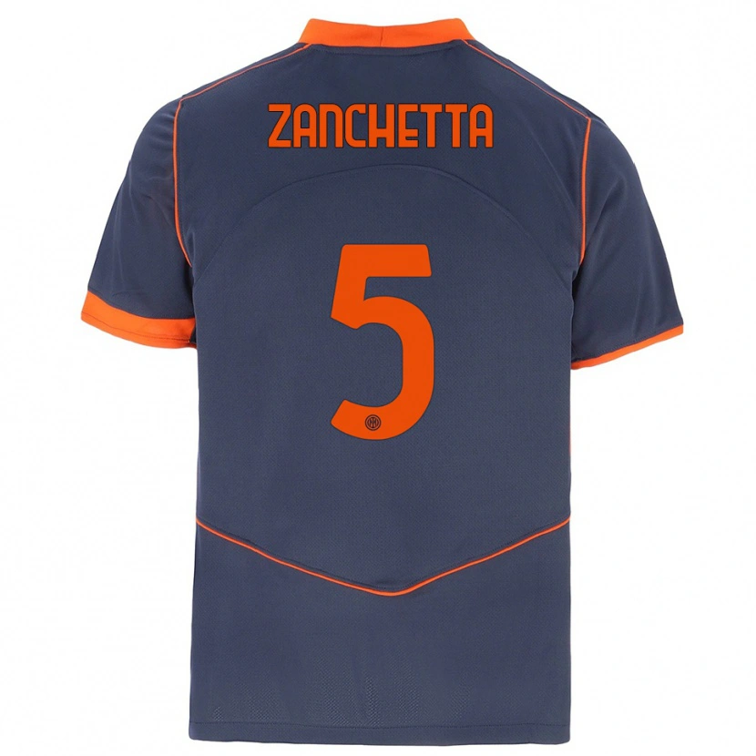 Danxen Kinder Mattia Zanchetta #5 Grau Orange Ausweichtrikot Trikot 2025/26 T-Shirt