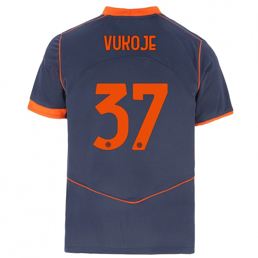 Danxen Kinder Andrija Vukoje #37 Grau Orange Ausweichtrikot Trikot 2025/26 T-Shirt