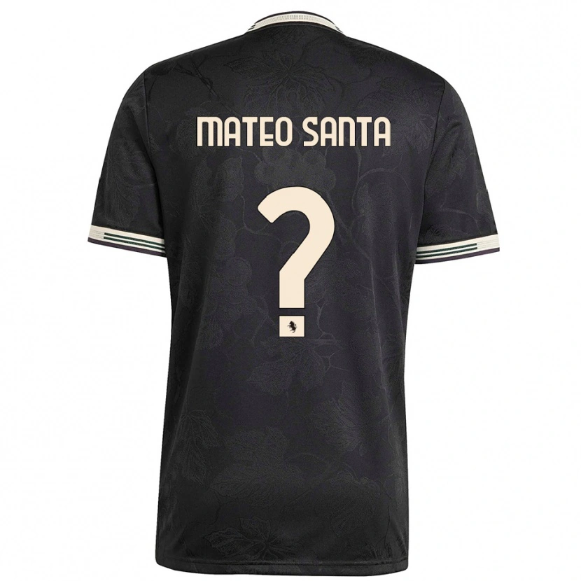 Danxen Kinder Mateo Santa Maria #0 Schwarz Weiß Grün Ausweichtrikot Trikot 2025/26 T-Shirt