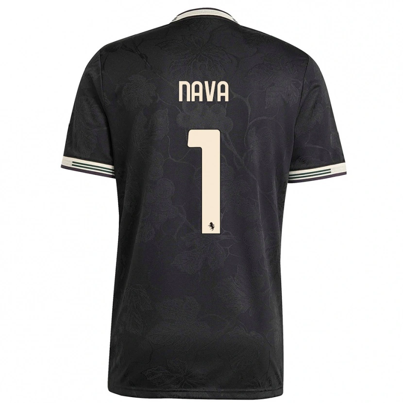 Danxen Kinder Sebastiano Nava #1 Schwarz Weiß Grün Ausweichtrikot Trikot 2025/26 T-Shirt