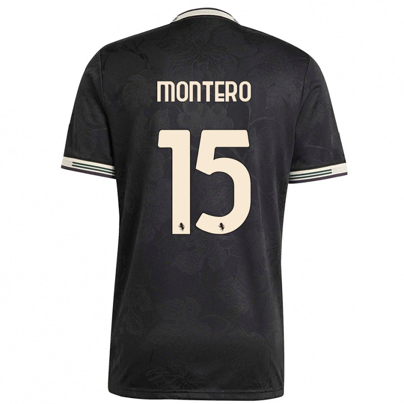 Danxen Kinder Alfonso Montero #15 Schwarz Weiß Grün Ausweichtrikot Trikot 2025/26 T-Shirt