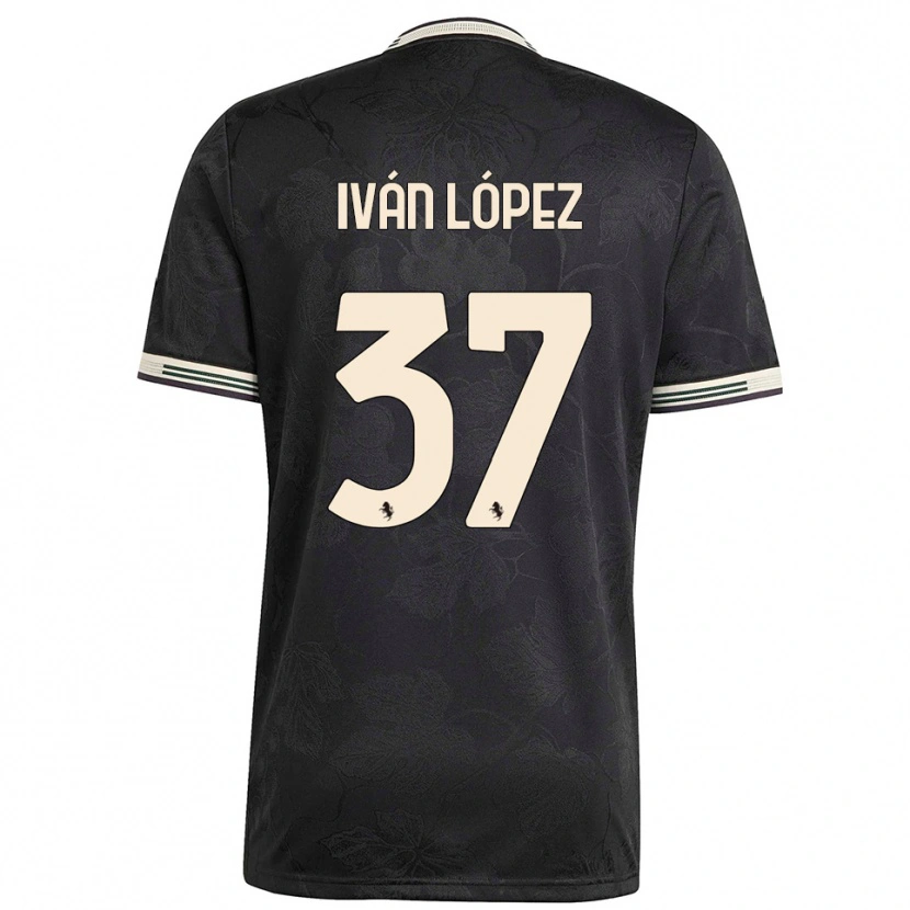 Danxen Kinder Iván López #37 Schwarz Weiß Grün Ausweichtrikot Trikot 2025/26 T-Shirt