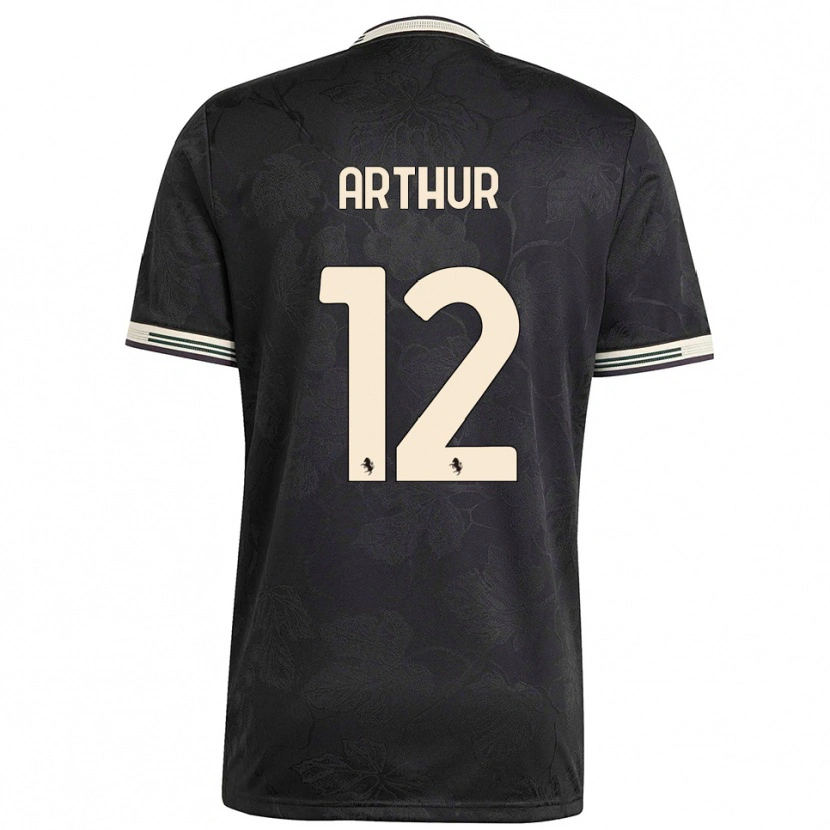 Danxen Kinder Arthur Melo #12 Schwarz Weiß Grün Ausweichtrikot Trikot 2025/26 T-Shirt