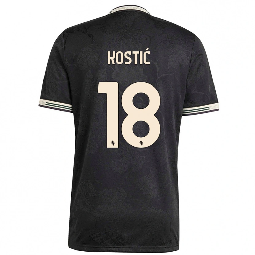 Danxen Kinder Filip Kostić #18 Schwarz Weiß Grün Ausweichtrikot Trikot 2025/26 T-Shirt