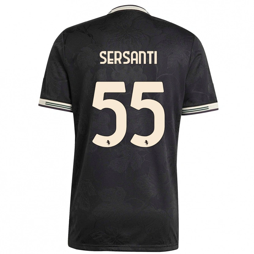 Danxen Kinder Alessandro Sersanti #55 Schwarz Weiß Grün Ausweichtrikot Trikot 2025/26 T-Shirt