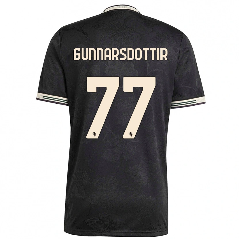 Danxen Kinder Sara Bjork Gunnarsdottir #77 Schwarz Weiß Grün Ausweichtrikot Trikot 2025/26 T-Shirt