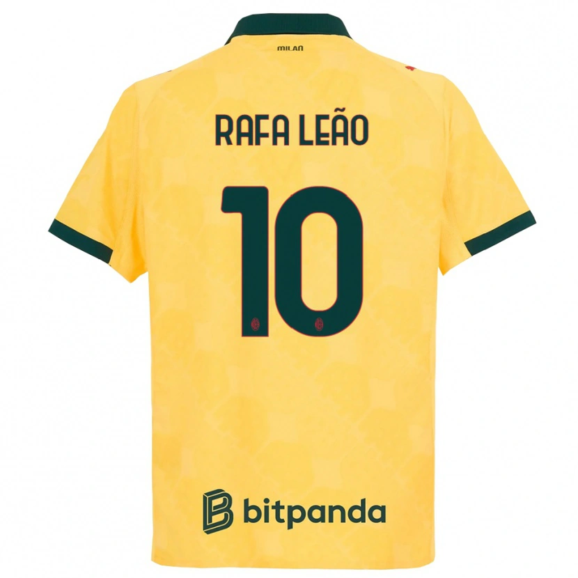 Danxen Kinder Rafael Leão #10 Gelb Schwarz Ausweichtrikot Trikot 2025/26 T-Shirt