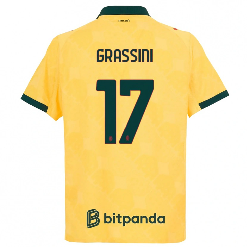 Danxen Kinder Riccardo Grassini #17 Gelb Schwarz Ausweichtrikot Trikot 2025/26 T-Shirt