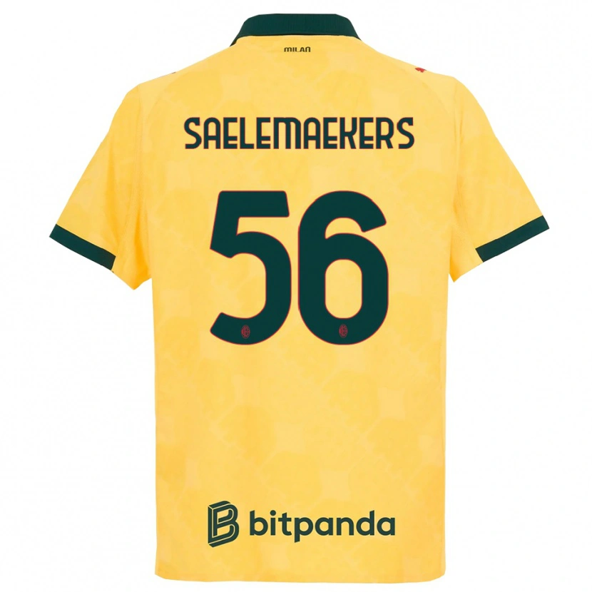 Danxen Kinder Alexis Saelemaekers #56 Gelb Schwarz Ausweichtrikot Trikot 2025/26 T-Shirt
