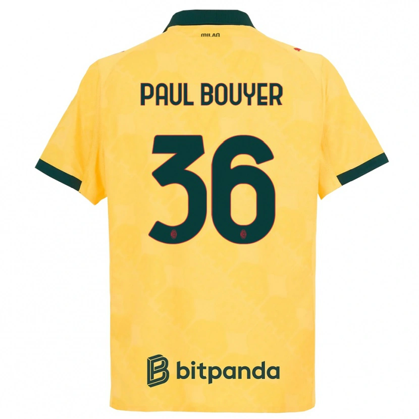 Danxen Kinder Léo Paul Bouyer #36 Gelb Schwarz Ausweichtrikot Trikot 2025/26 T-Shirt