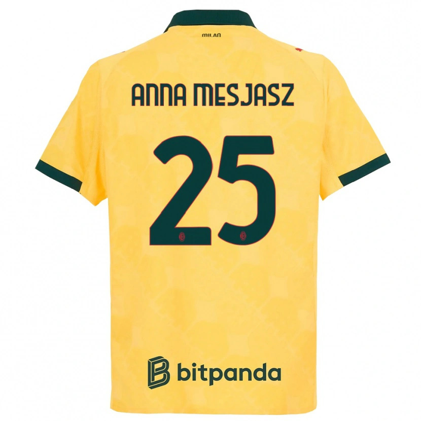 Danxen Kinder Małgorzata Anna Mesjasz #25 Gelb Schwarz Ausweichtrikot Trikot 2025/26 T-Shirt