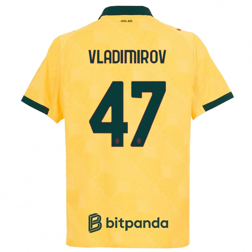 Danxen Kinder Valeri Vladimirov #47 Gelb Schwarz Ausweichtrikot Trikot 2025/26 T-Shirt