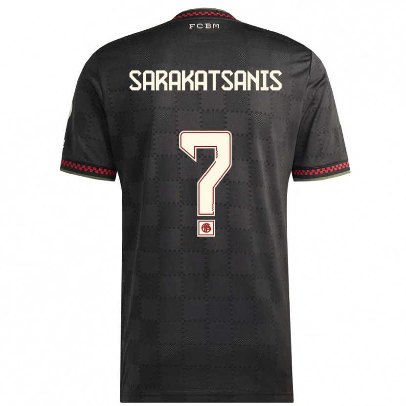 Danxen Kinder Angelos Sarakatsanis #0 Schwarz Weiß Ausweichtrikot Trikot 2025/26 T-Shirt