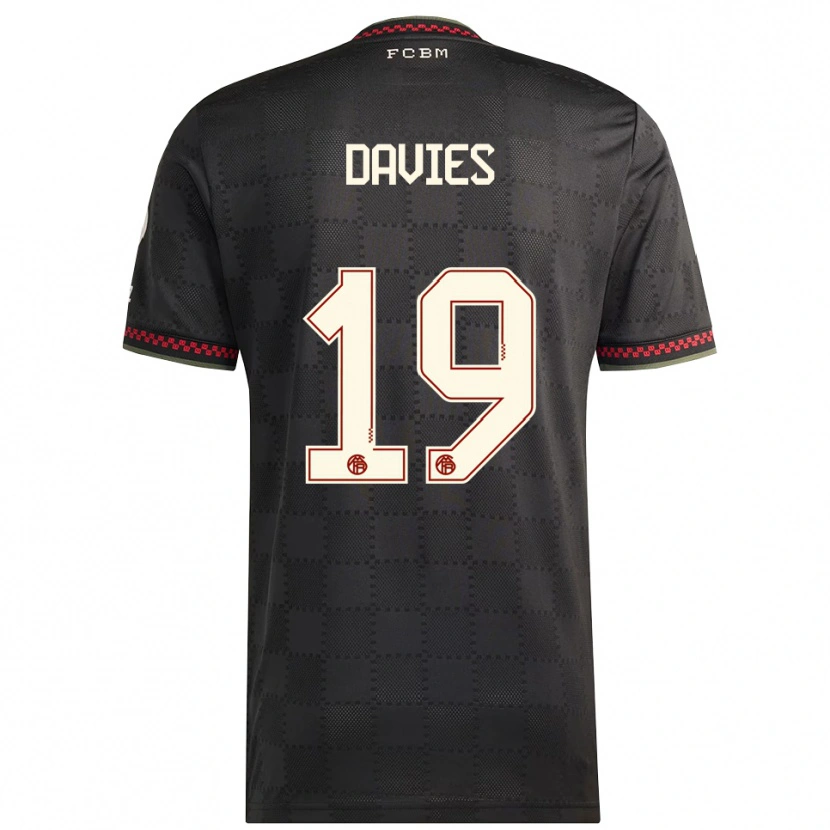 Danxen Kinder Alphonso Davies #19 Schwarz Weiß Ausweichtrikot Trikot 2025/26 T-Shirt