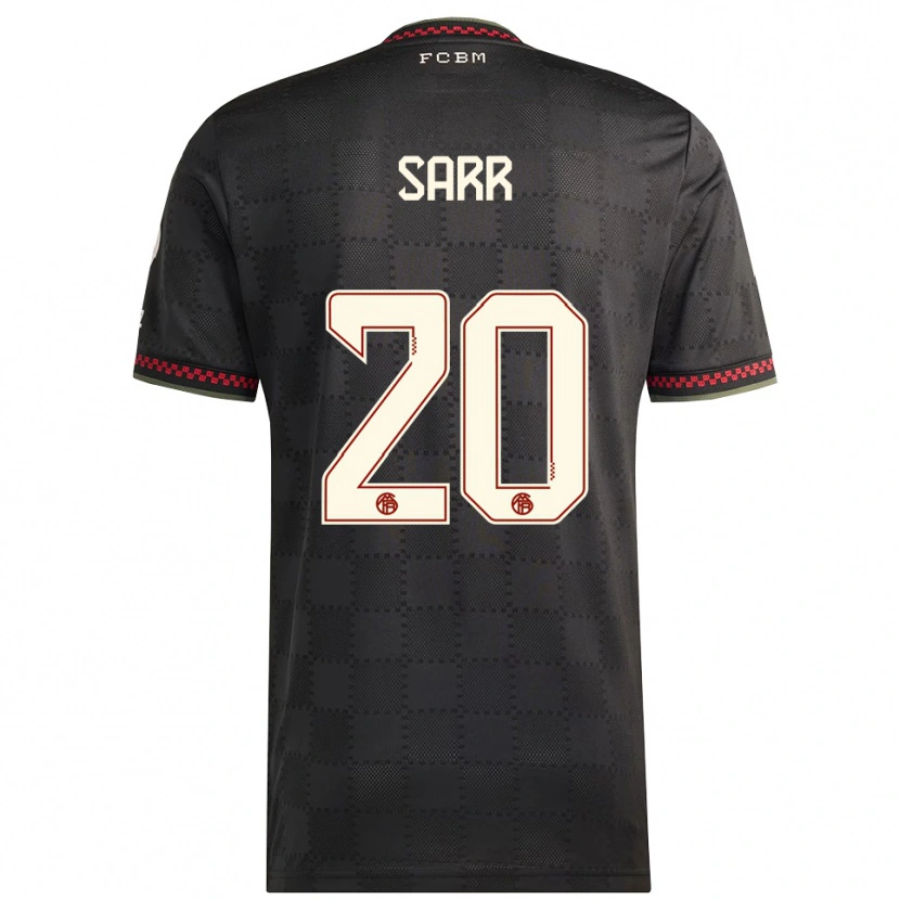 Danxen Kinder Bouna Sarr #20 Schwarz Weiß Ausweichtrikot Trikot 2025/26 T-Shirt