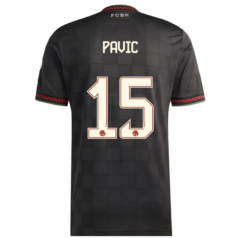 Danxen Kinder Filip Pavic #15 Schwarz Weiß Ausweichtrikot Trikot 2025/26 T-Shirt