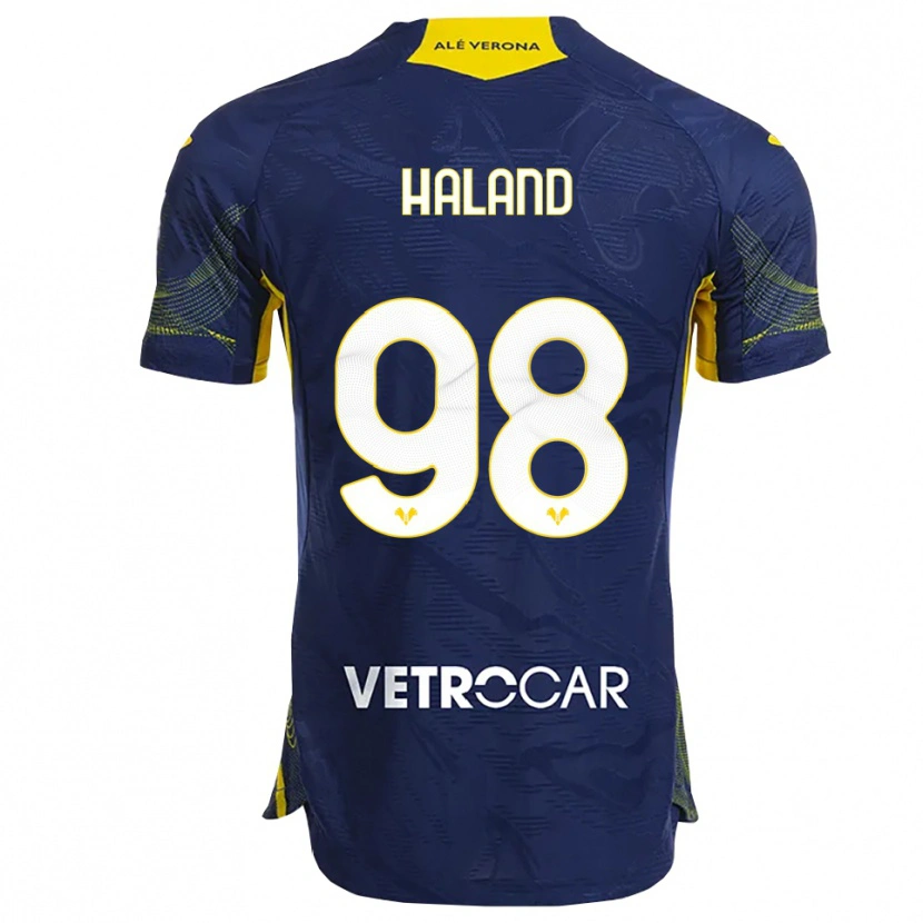 Danxen Herren Benedicte Iversen Håland #98 Marineblau Gelb Heimtrikot Trikot 2025/26 T-Shirt