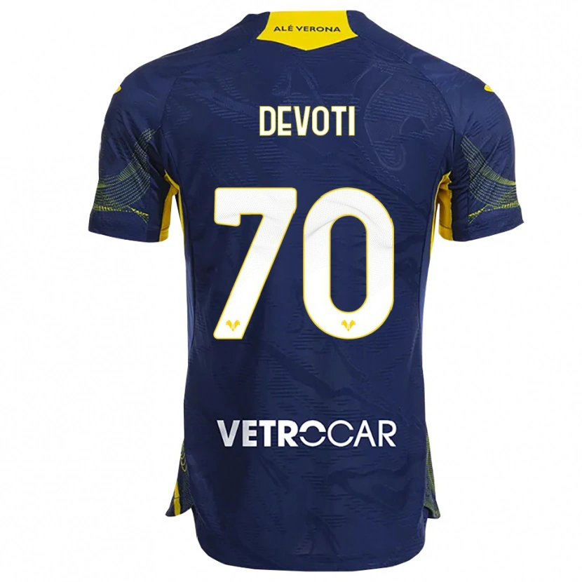 Danxen Herren Andrea Devoti #70 Marineblau Gelb Heimtrikot Trikot 2025/26 T-Shirt