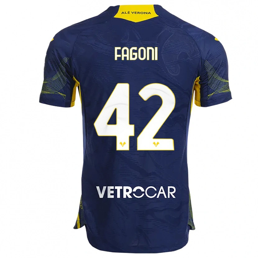 Danxen Herren Marco Fagoni #42 Marineblau Gelb Heimtrikot Trikot 2025/26 T-Shirt