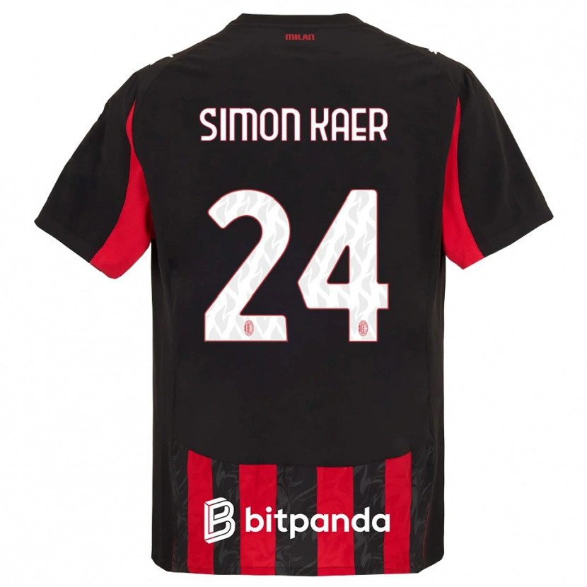 Danxen Herren Simon Kaer #24 Rot Schwarz Heimtrikot Trikot 2025/26 T-Shirt