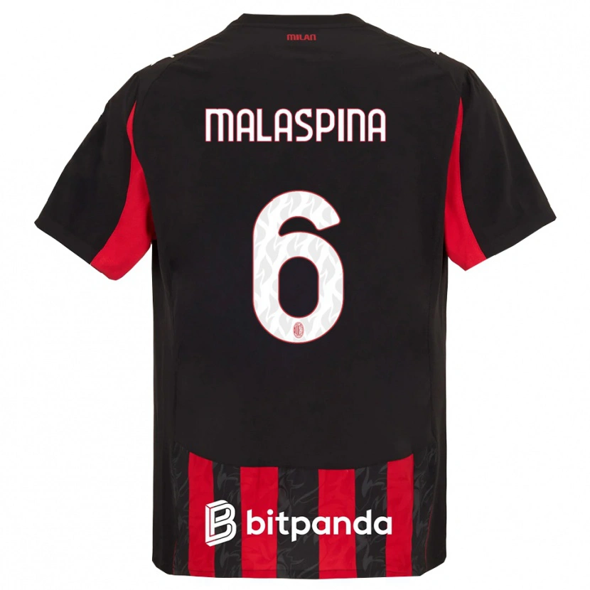 Danxen Herren Mattia Malaspina #6 Rot Schwarz Heimtrikot Trikot 2025/26 T-Shirt