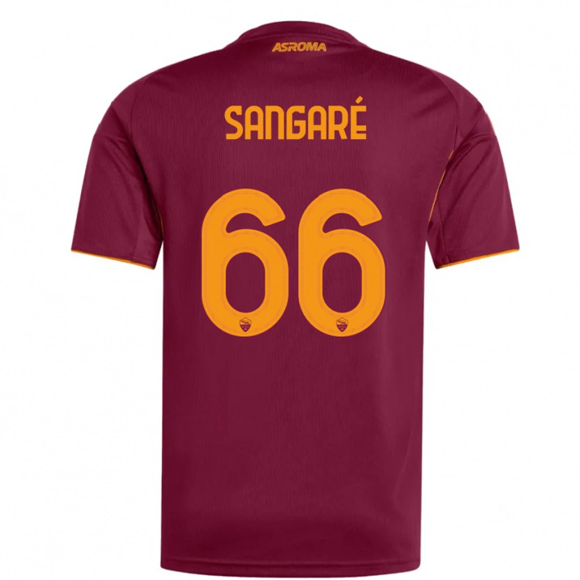 Danxen Herren Buba Sangaré #66 Burgunderrot Orange Heimtrikot Trikot 2025/26 T-Shirt