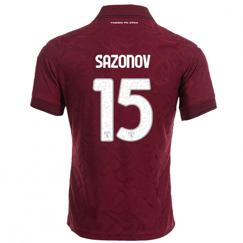 Danxen Herren Saba Sazonov #15 Burgunderrot Weiß Heimtrikot Trikot 2025/26 T-Shirt