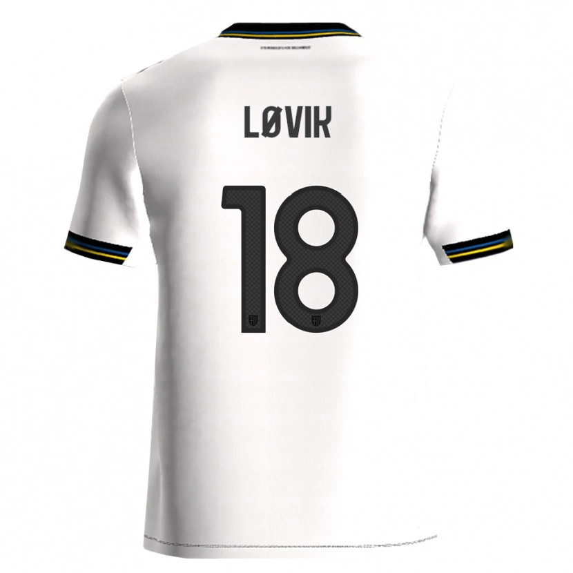 Danxen Herren Mathias Løvik #18 Weiß Schwarz Heimtrikot Trikot 2025/26 T-Shirt