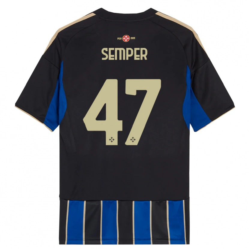 Danxen Herren Adrian Semper #47 Schwarz Blau Heimtrikot Trikot 2025/26 T-Shirt