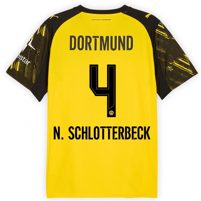 Danxen Herren Nico Schlotterbeck #4 Gelb Schwarz Heimtrikot Trikot 2025/26 T-Shirt
