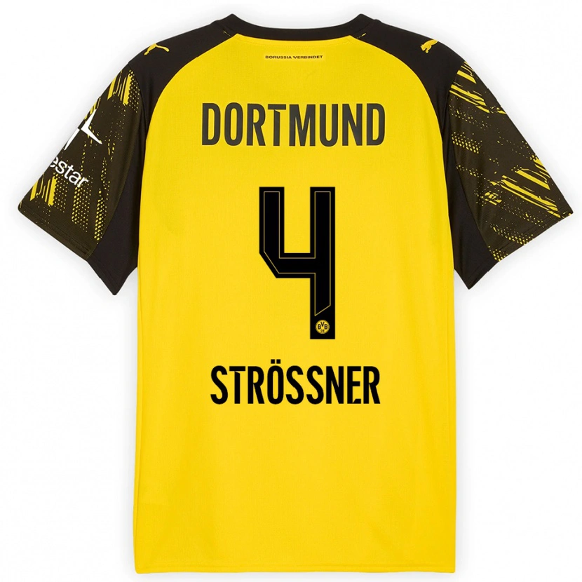 Danxen Herren Lenni Strößner #4 Gelb Schwarz Heimtrikot Trikot 2025/26 T-Shirt
