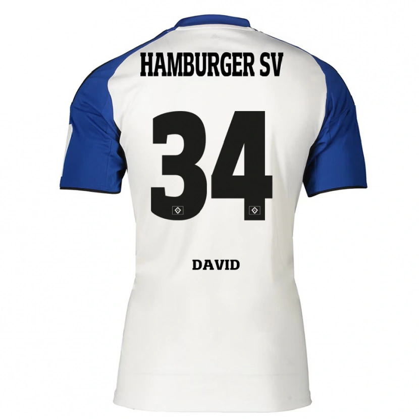 Danxen Herren Jonas David #34 Weiß Blau Heimtrikot Trikot 2025/26 T-Shirt