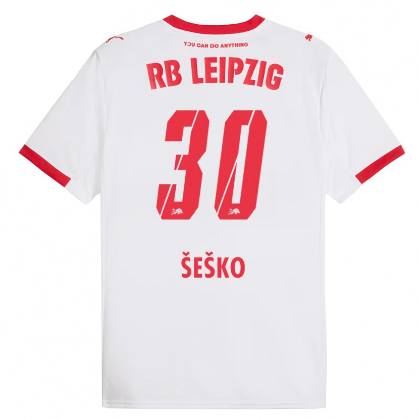 Danxen Herren Benjamin Sesko #30 Weiß Rot Heimtrikot Trikot 2025/26 T-Shirt
