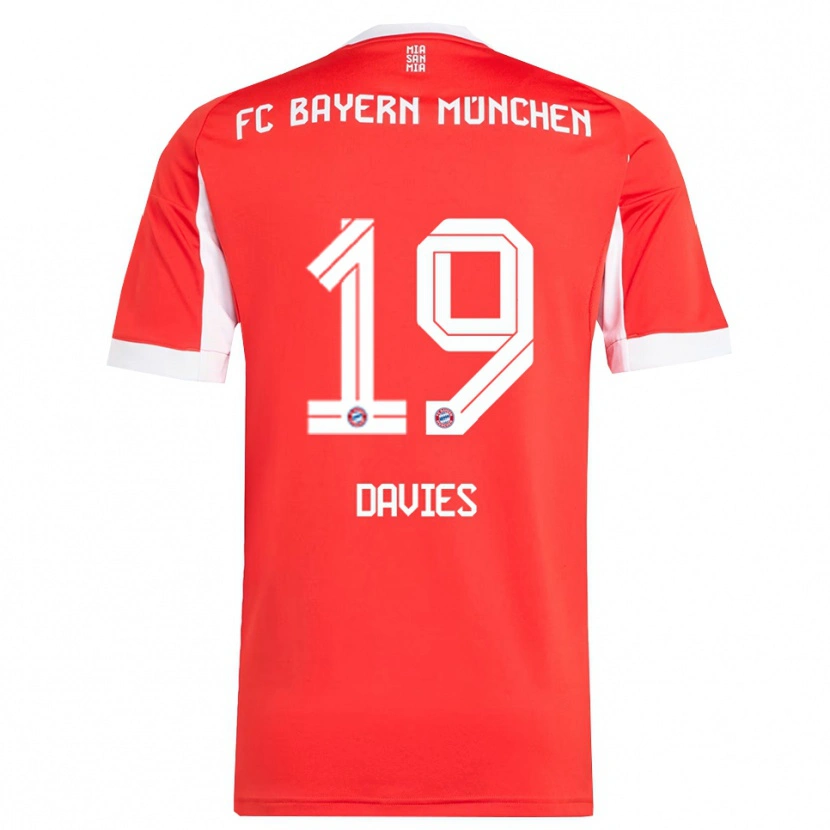 Danxen Herren Alphonso Davies #19 Rot Weiß Heimtrikot Trikot 2025/26 T-Shirt