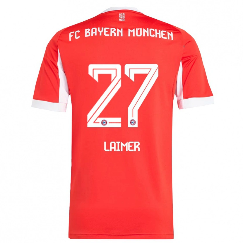 Danxen Herren Konrad Laimer #27 Rot Weiß Heimtrikot Trikot 2025/26 T-Shirt