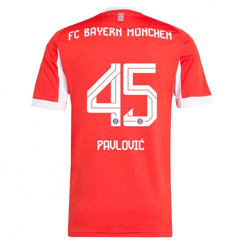 Danxen Herren Aleksandar Pavlovic #45 Rot Weiß Heimtrikot Trikot 2025/26 T-Shirt
