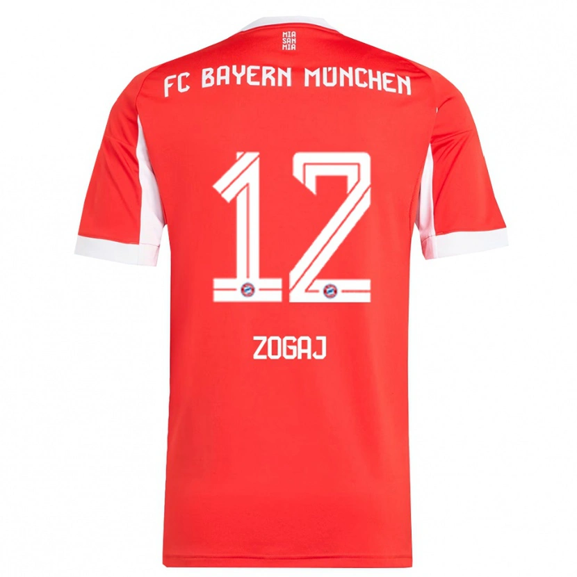 Danxen Herren Nderim Zogaj #12 Rot Weiß Heimtrikot Trikot 2025/26 T-Shirt