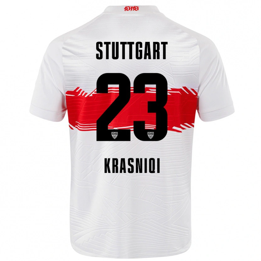 Danxen Herren Elton Krasniqi #23 Weiß Rot Heimtrikot Trikot 2025/26 T-Shirt