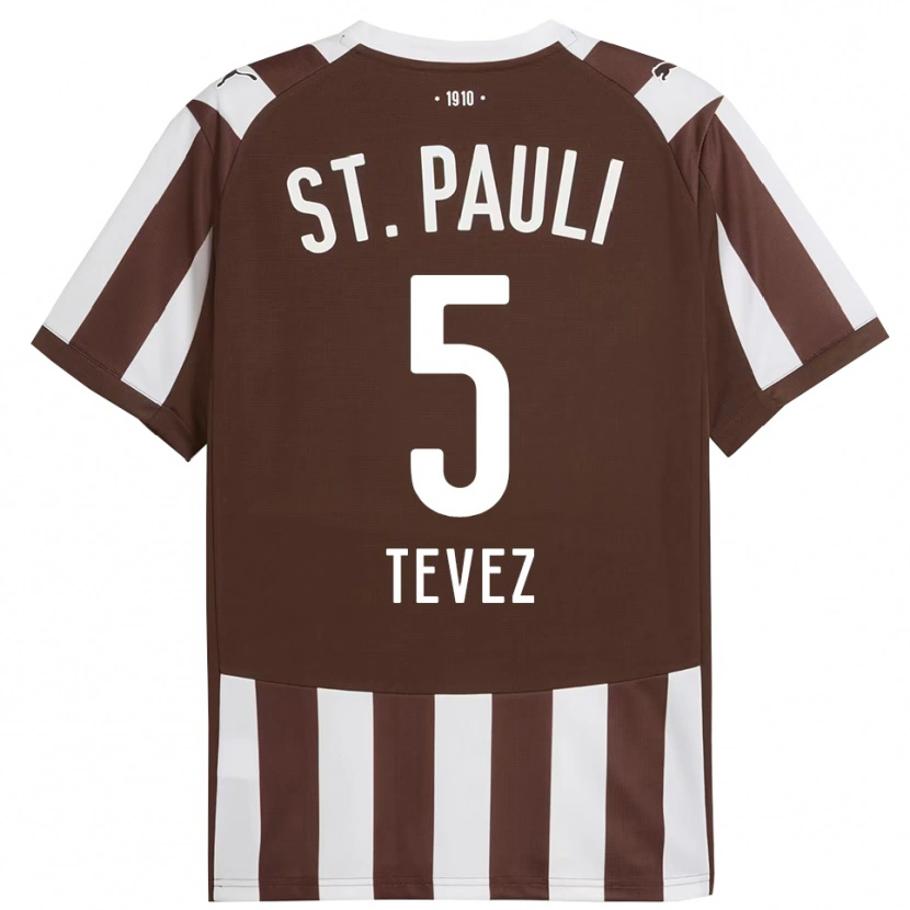 Danxen Herren Federico Tevez #5 Kaffee Weiß Heimtrikot Trikot 2025/26 T-Shirt