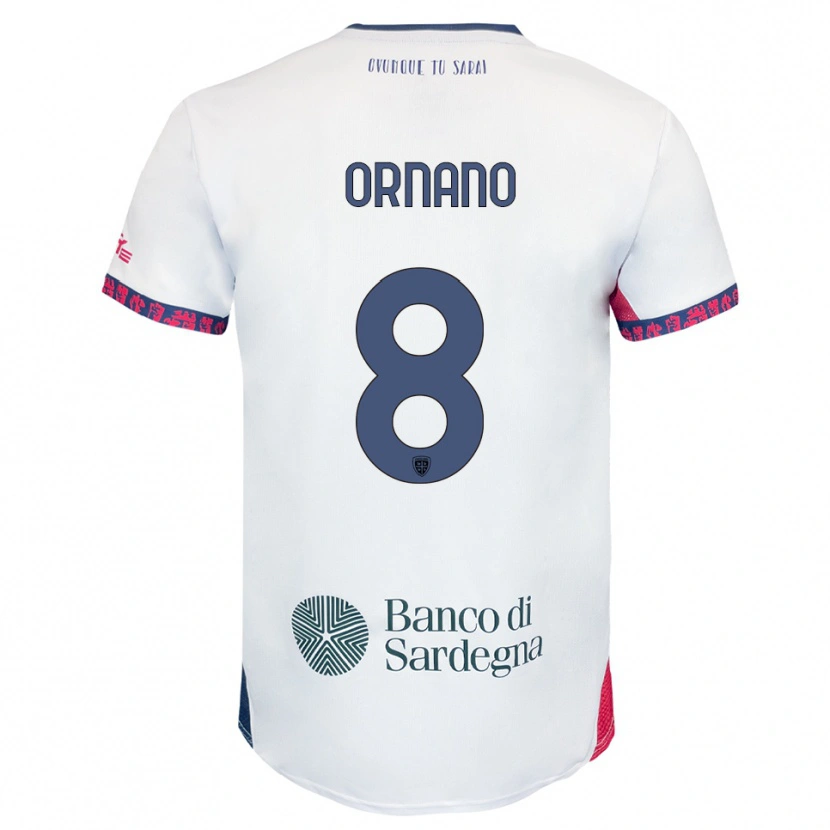 Danxen Herren Marco Ornano #8 Weiß Marineblau Rot Auswärtstrikot Trikot 2025/26 T-Shirt