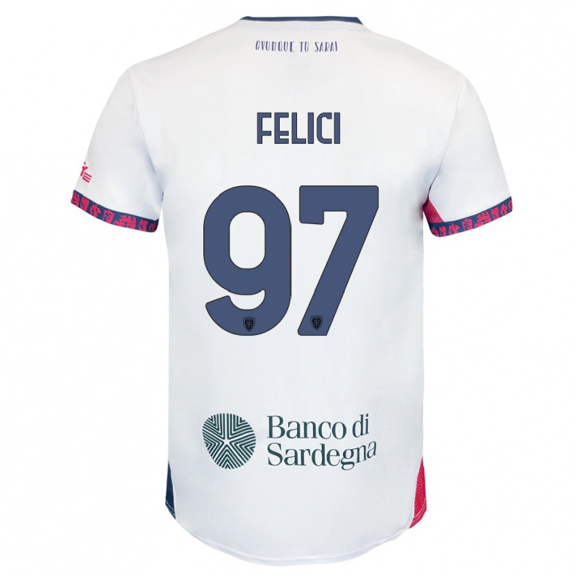 Danxen Herren Mattia Felici #97 Weiß Marineblau Rot Auswärtstrikot Trikot 2025/26 T-Shirt