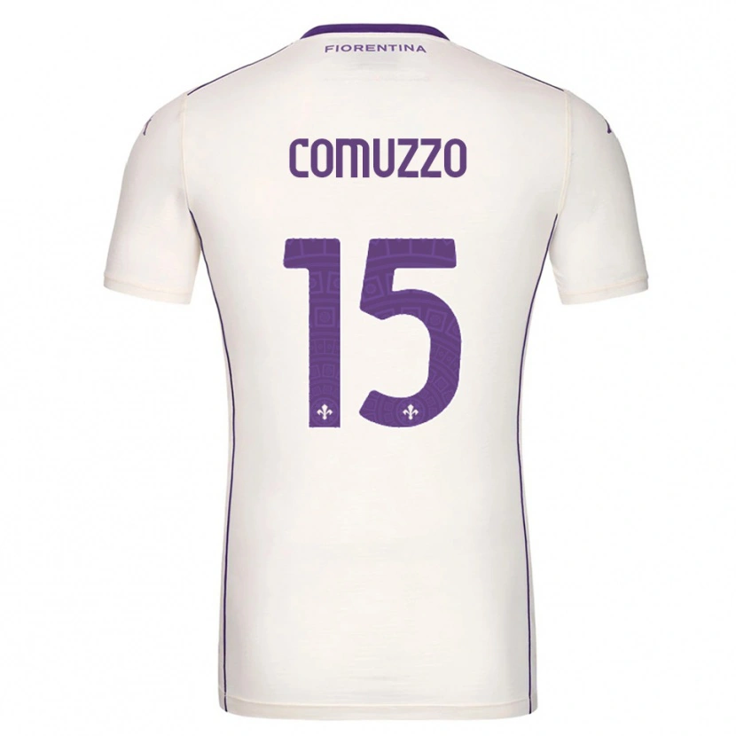 Danxen Herren Pietro Comuzzo #15 Weiß Lila Rot Auswärtstrikot Trikot 2025/26 T-Shirt