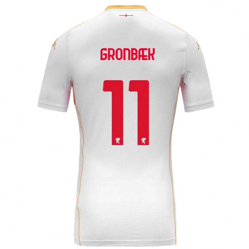 Danxen Herren Albert Grønbæk #11 Weiß Rot Auswärtstrikot Trikot 2025/26 T-Shirt