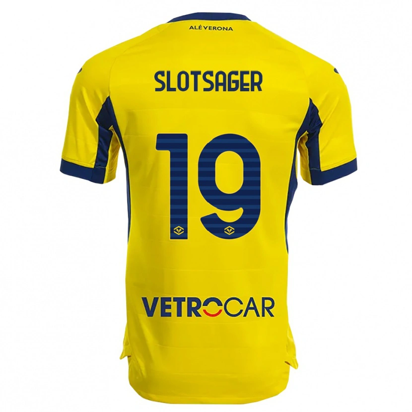 Danxen Herren Tobias Slotsager #19 Gelb Marineblau Auswärtstrikot Trikot 2025/26 T-Shirt