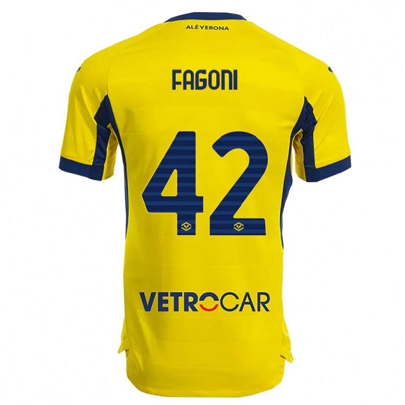 Danxen Herren Marco Fagoni #42 Gelb Marineblau Auswärtstrikot Trikot 2025/26 T-Shirt