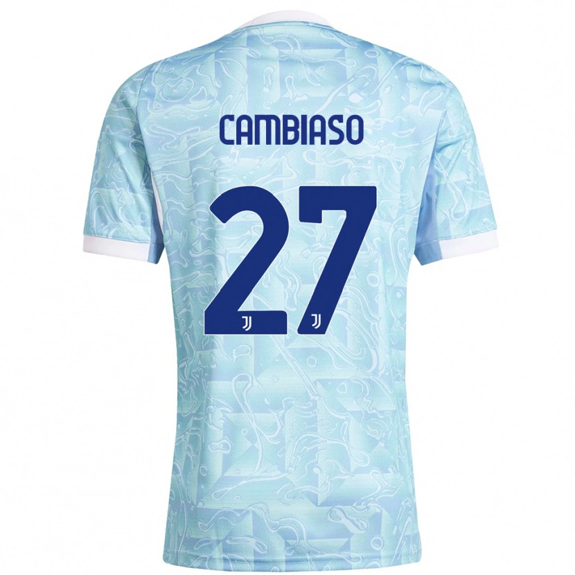 Danxen Herren Andrea Cambiaso #27 Himmelblau Gelb Auswärtstrikot Trikot 2025/26 T-Shirt